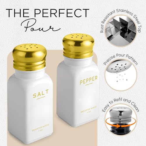 Luxury Salt and Pepper Shakers Set with Holder by Brighter Barns