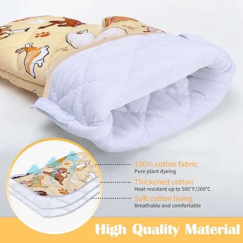 Cute Dogs Kitchen Towels and Oven Mitts Set 4Pcs (Dog)