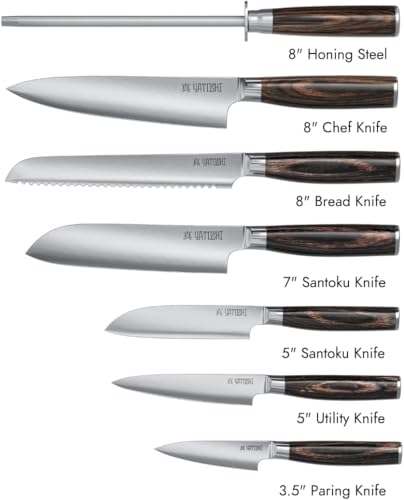 Yatoshi Kitchen Knife Set (Dark Brown / 7-Piece)