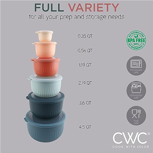Prep Bowls with Lids (Multicolor / 12 Piece Set - Deep Bowls)