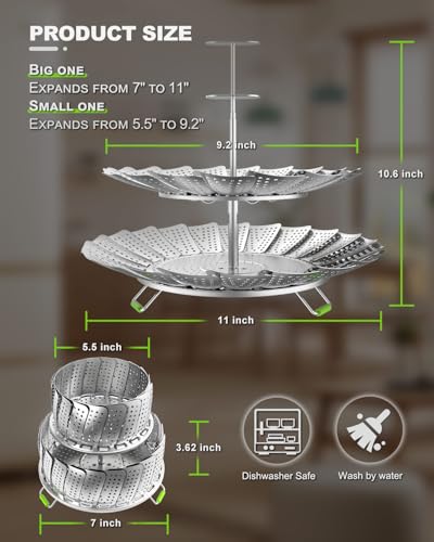 2 Layer Vegetable Steamer Basket for Pot (stainless silver)