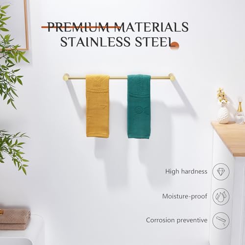 Bathroom Towel Bar 20'' Hand Towel Holder Rack for Lavatory and Bathroom Hardware Wall Mounted Brushed Gold Stainless Steel (Brushed Gold / 20-Inch)