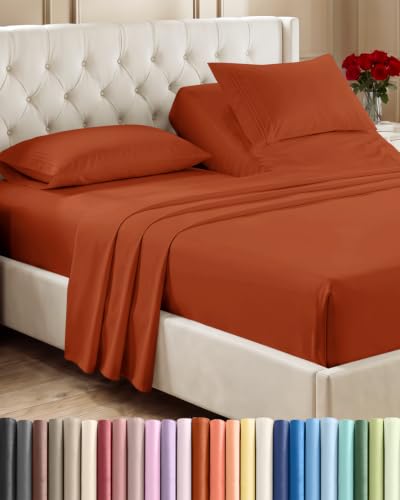 Flex Top Split Head King 4 Piece Sheet Set (26 - Terracotta / Split Head/Flex Top)