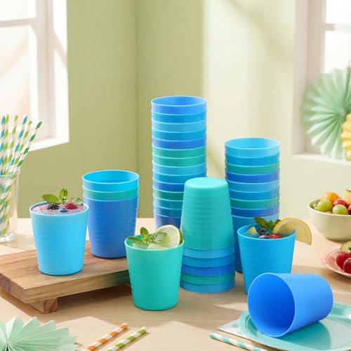 36 Pcs Kids Plastic Cups 8 oz Drinking Toddler Cups (Blue)