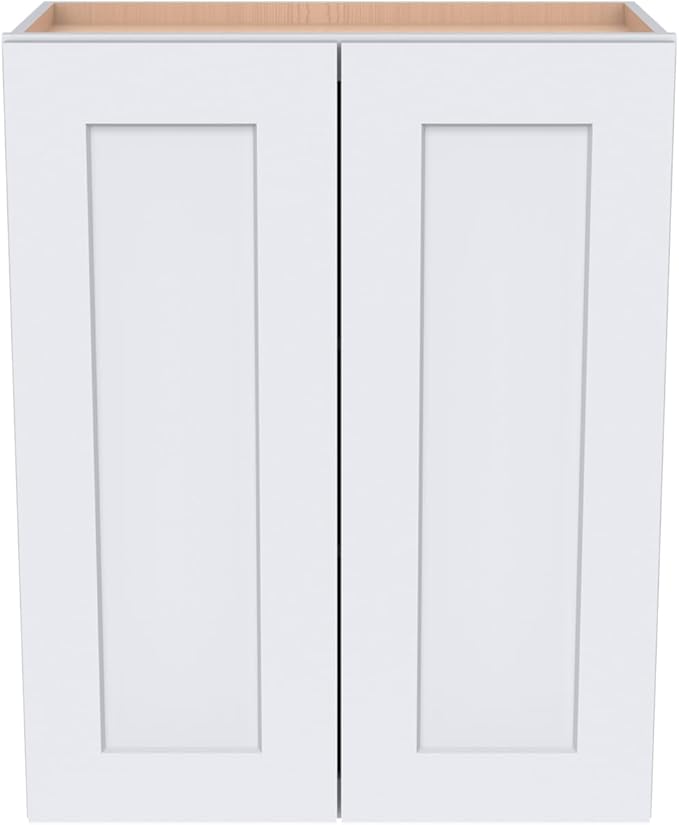 Wall-Mounted Cabinet – Solid Wood Shaker Style Medicine Cabinet with Adjustable Shelves & Soft-Close Doors for Bathroom, Kitchen, and Office Storage (White, 36" W x 12" D x 42" H)