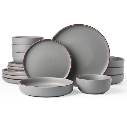 Mercury 16 Piece Dinnerware Set with Pasta Bowls (Dark Gray / Service for 4 (Include Pasta Bowls))
