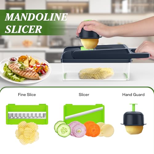 Veggie Chopper Vegetable Cutter (Green / 7 blades)