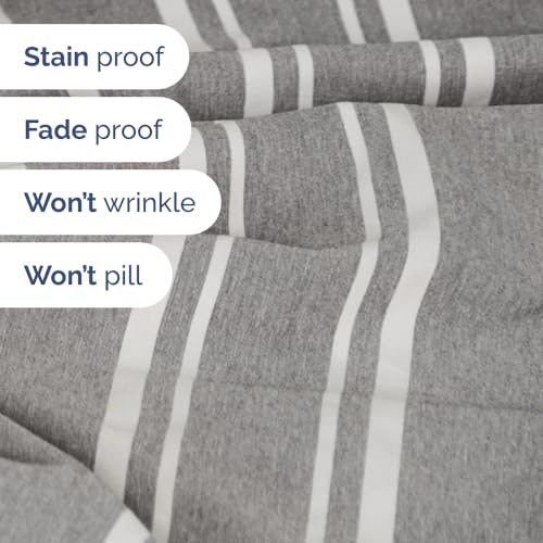 Flex Top Split Head King 4 Piece Sheet Set (41 - Grey Stripes 3 / Split Head/Flex Top)