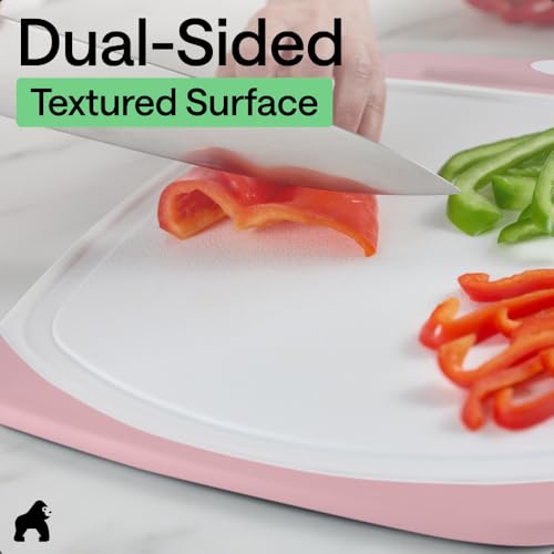BPA Free Reversible Kitchen Cutting Board (Pink/White / Large (Pack of 3))