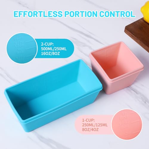 Silicone Freezer Molds with Lids (Pastel Rainbow / 4x 1-Cup & 2x 2-Cup)