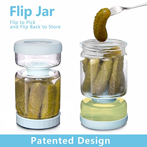 Pickle Jar with Strainer Flip (34oz Blue)