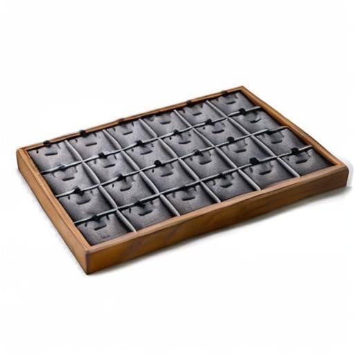 Wooden Jewelry Tray (Grey 24 grid necklace/pendant jewelry tray)