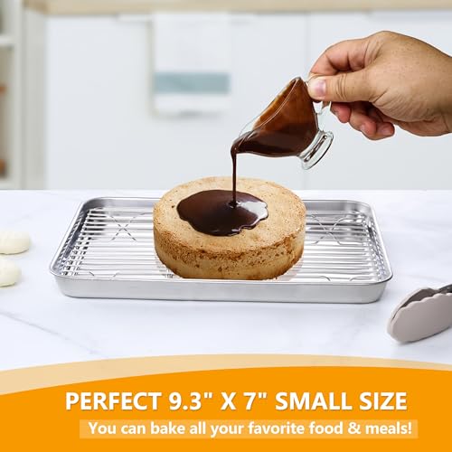 9x7 Inches Mini Stainless Steel Baking Sheet with Wire Cooling Rack