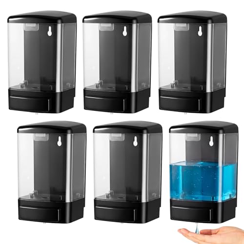 6 Pcs Wall Mounted Soap Dispenser (Black and Clear / 33.8 oz 1000 ml)