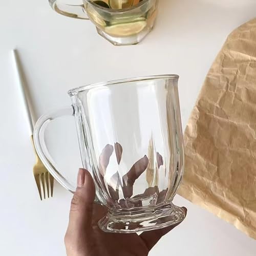 Clear Glass Coffee Mugs Set of 4 (Clear Striped)