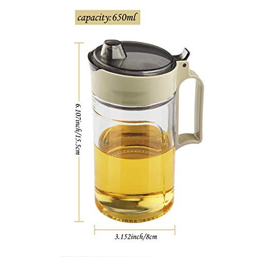 Oil Dispenser Vinegar Dispenser Maple Syrup Dispenser Glass Bottle Cruet No Drip Plastic Bottle Spout with Protective Cap drip Free Pour spout restarant 22Oz (Beige-650ml)