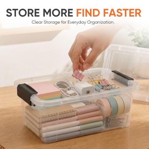 3.4 Quart Clear Plastic Storage Boxes with Lids (3.4 Quart)