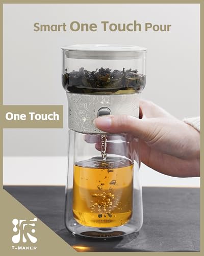 Glass Tea Infuser Pot (08-White Dragon / 9oz)