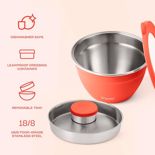 Stainless Steel Salad Bowl Kit 64oz (Radiant Coral / 64oz)