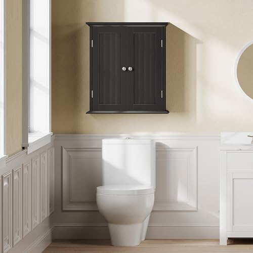Bathroom Wall Cabinet Set of 2 (Black / 8.8"D x 21.1"W x 24"H (2 pack))