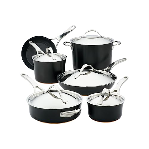 83874 Nouvelle Copper Hard Anodized Nonstick Cookware Set (Cookware Set (11 Piece) / Onyx)