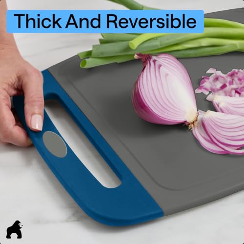 BPA Free Reversible Kitchen Cutting Board (Gray/Blue / Large (Pack of 3))