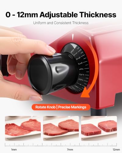Commercial Meat Slicer 340W Electric Deli Food Slicer 10 inch Blade (10 inch / Red)