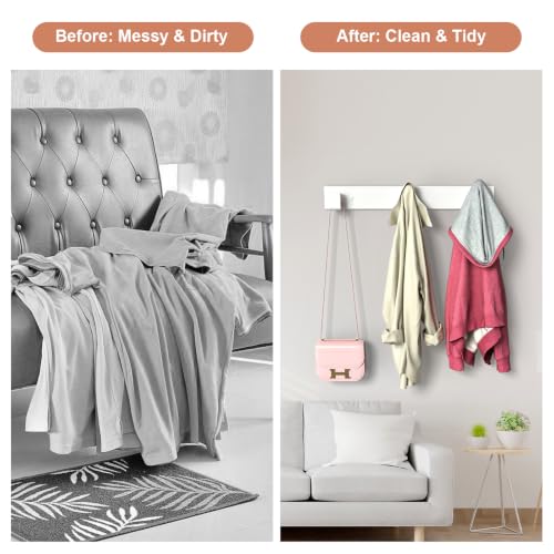Stainless Steel Wall Coat Rack (White / 3 "L" Hooks, 2PACK)
