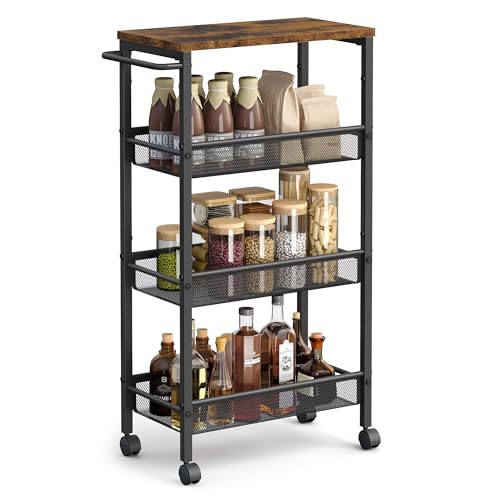 4 Tier Slim Rolling Storage cart with Wheels