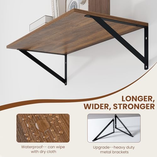 24W x 12D Deep Floating Shelves Set of 2 Walnut (Walnut With Black Metal Bracket / 24wx12dx5.8h)