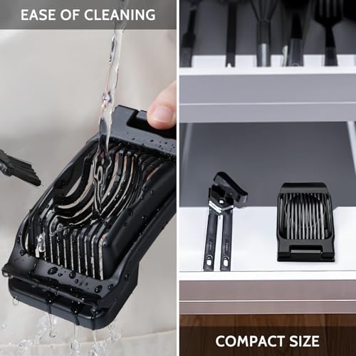 Egg Slicer for Hard Boiled Eggs & Strawberry Soft Foods (Black)