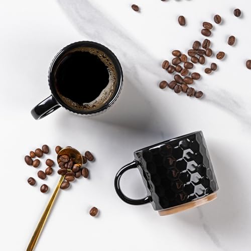 6 OZ Stackable Coffee Mugs Set of 4 (Black / 6 Ounces)