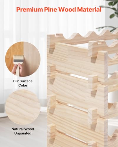 96 Bottle Stackable Modular Wine Rack (Natural Wood Color / 8-Tier 96 Bottles)