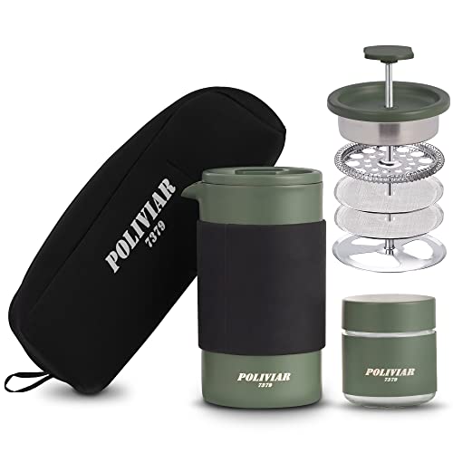 POLIVIAR French Press Coffee Maker (Green / 12 oz)