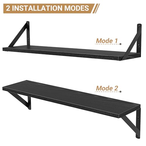 Floating Shelves for Wall (Black / 23.62"W x 5.9"D x 5.4"H,Set of 3)
