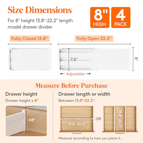 8" Tall Drawer Dividers (4 Count)