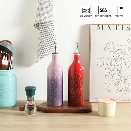 Sweejar Large Olive Oil Dispenser Bottle with Spout (Gradient Purple / Patterned styles)