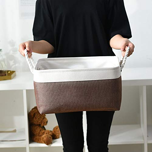 Large Storage Baskets for Shelves (White&Flaxen / Large (Pack of 3))