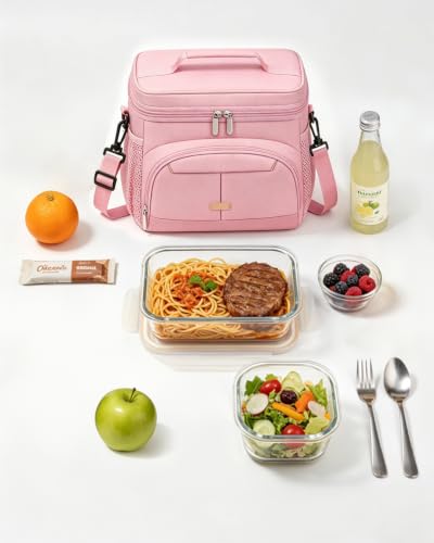 Lunch Box for Men Women Insulated Lunch Tote Cooler Bag Lunchbox (Pink / Medium)