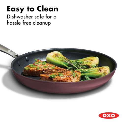 Enhanced 12” Frying Pan Skillet with Lid (12" Frying Pan Skillet with Lid / Dark Burgundy)