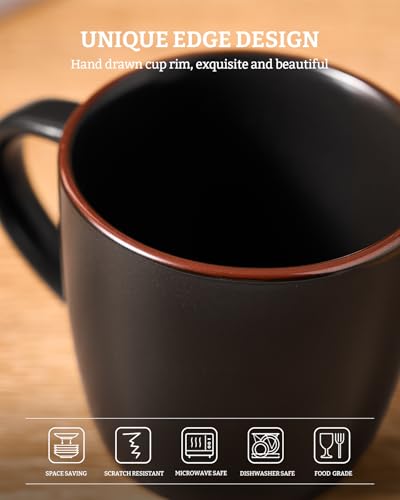 Mercury Coffee Mugs 13 oz (Mercury-Black / 8 Count (Pack of 1))