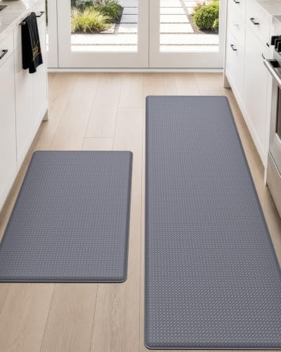 Kitchen Floor Mats Cushioned Anti Fatigue Runner (Grey / 59"l X 17"w X 0.4"th + 29"l X 17"w X 0.4"th)