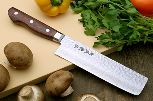 VG10 16 Layer Hammered Damascus Stainless Steel Nakiri Vegetable Knife 6.5'' (Nakiri 6.5" (165mm) / Mahogany Handle)