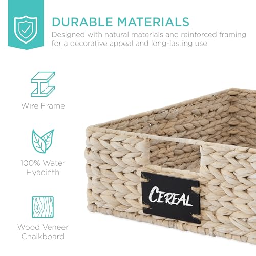 Set of 4 16x12in Large Water Hyacinth Pantry Baskets (12x16x5in / White)