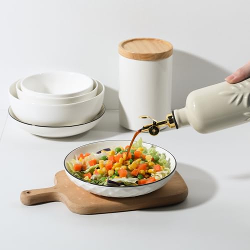 Sweejar 18 Oz Oil Dispenser for Kitchen with Gravity Spout (Beige / 18 Oz(Gold Spout))