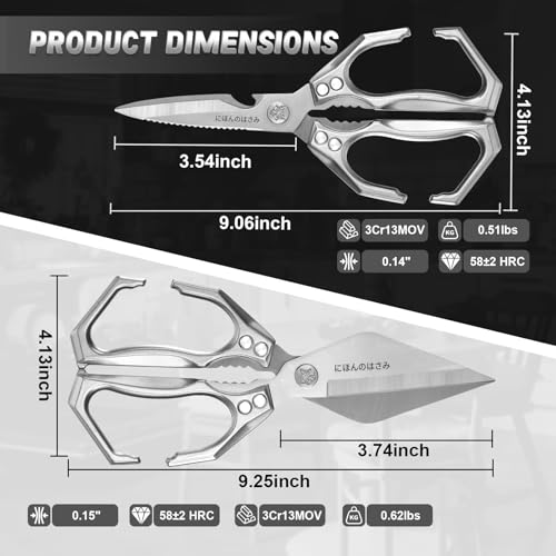 Kitchen Scissors Set for Food with Sharp Bone (Dark Gray)