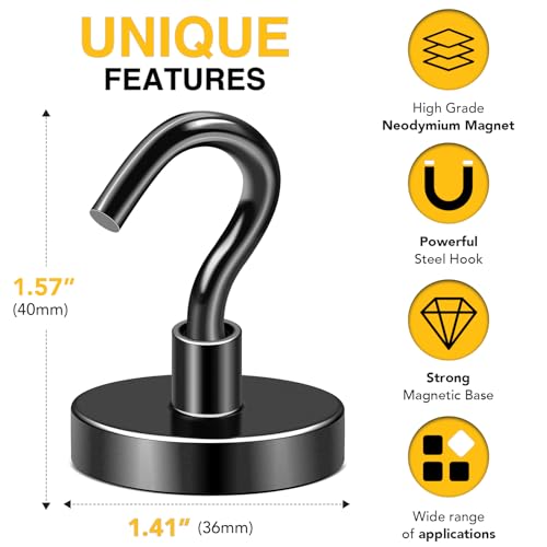 Magnetic Hooks (Black / 1.42in)