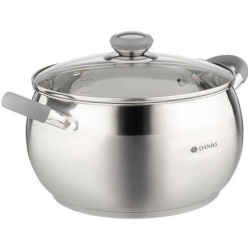 Modern 7 Quart Stainless Steel Stock Pot with Glass Lid (7 Qt)