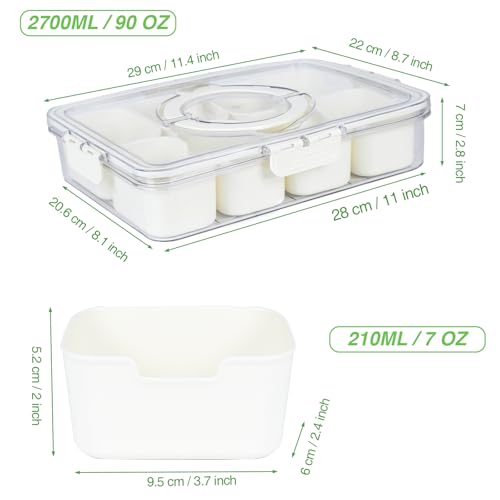 Snackle Box Snack Container Tray with Lid (8 Compartments / White)