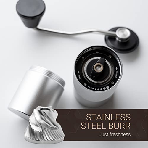 Premium Manual Coffee Grinder for Espresso (Silver)